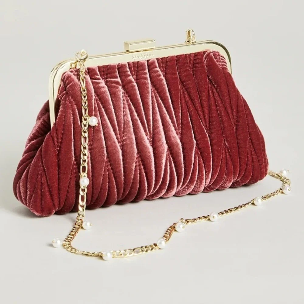 NWT Spartina‎ 449 Velvet Dusty Mauve Southern Old-money Kiss Lock Clutch Purse